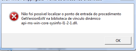Nao foi possivel localizar o ponto de entrada do procedimento