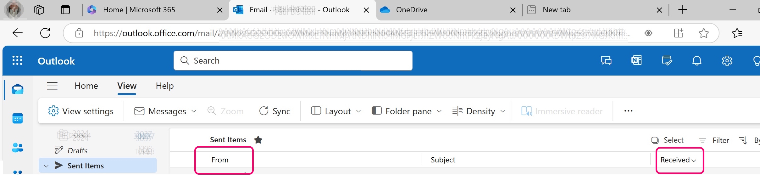 Outlook Sent Items