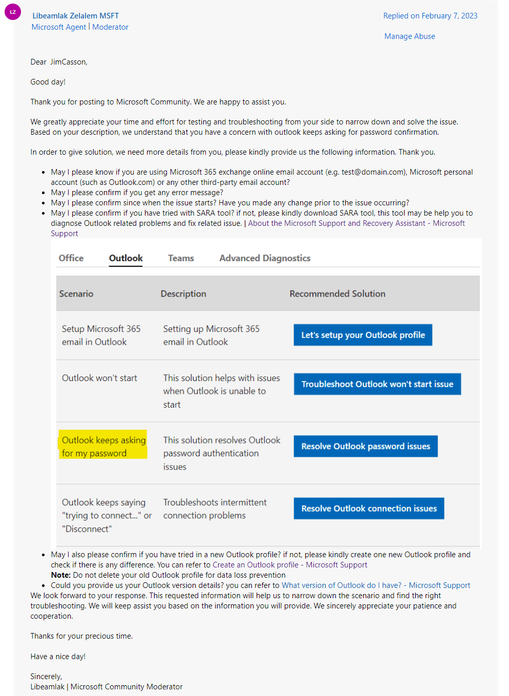 outlook keeps asking for password - Microsoft Q&A
