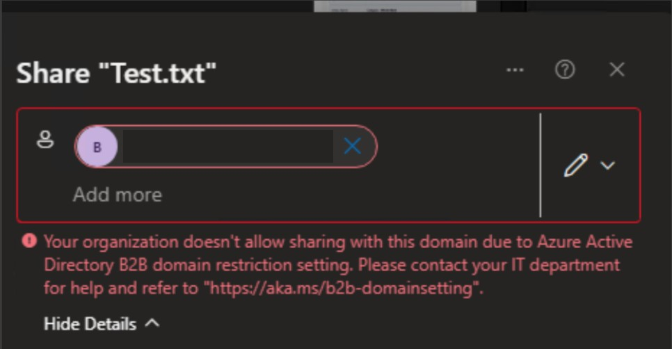 Not able to share outside the organization from OneDrive