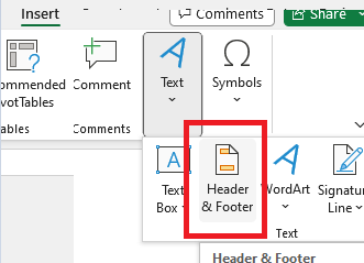 How to insert a text box within the existing Excel header text box ...