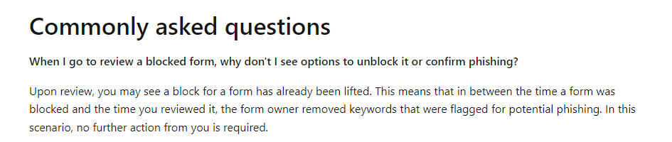 Microsoft Form is blocked - but can't find way to Unblock - Microsoft Q&A