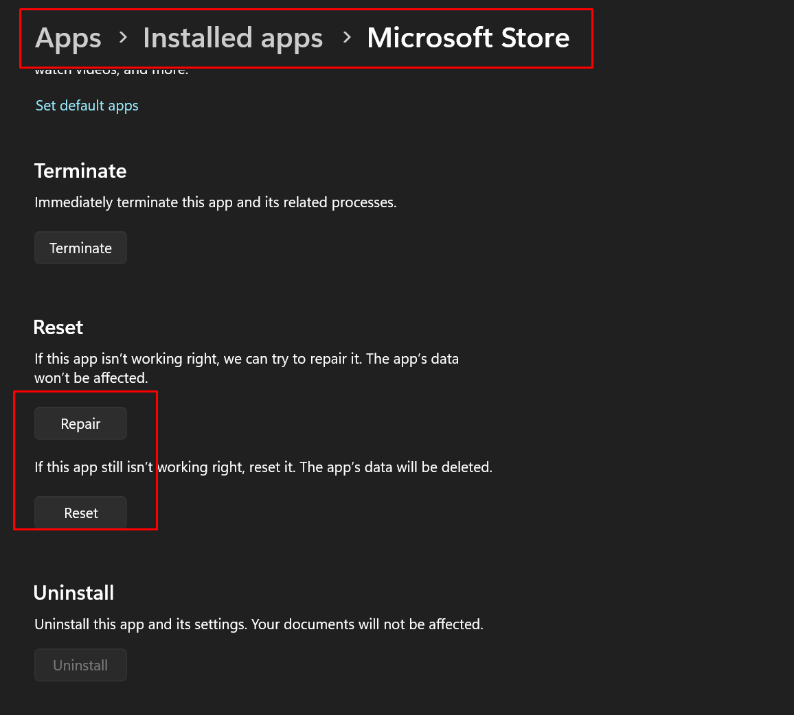 The app does not update from the store. - Microsoft Q&A