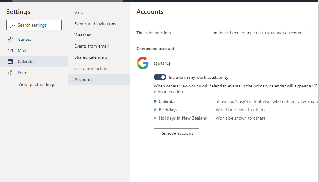 "We are unable to show your personal calendar right now, please try ...