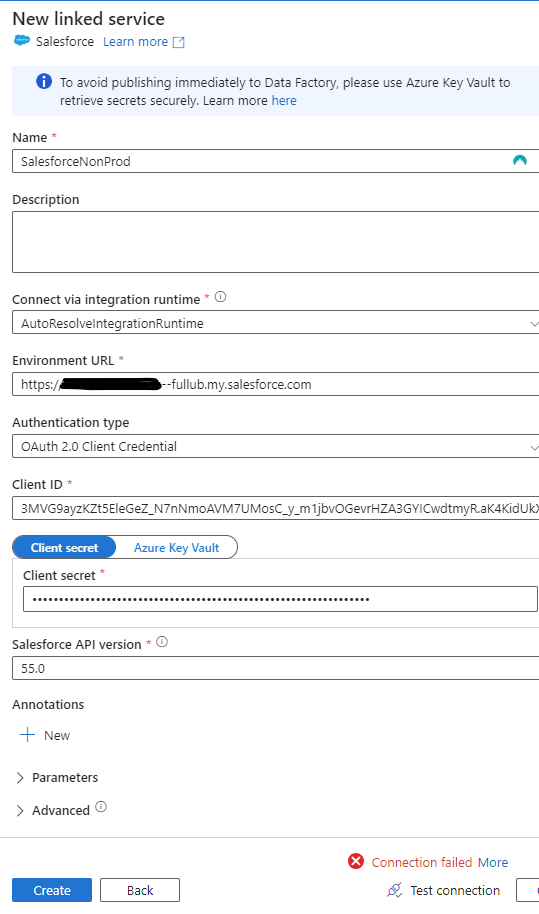 SalesforceLinkedService