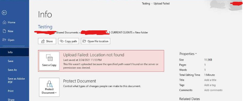 Saving to New SharePoint Folder Results in a 