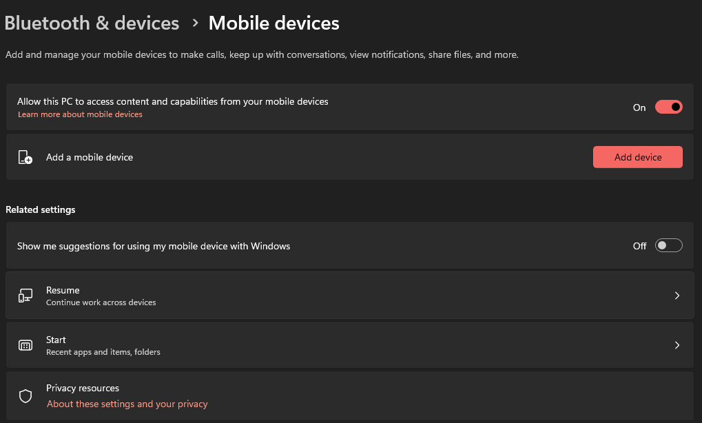 my phone does not appear in settings>mobile devices