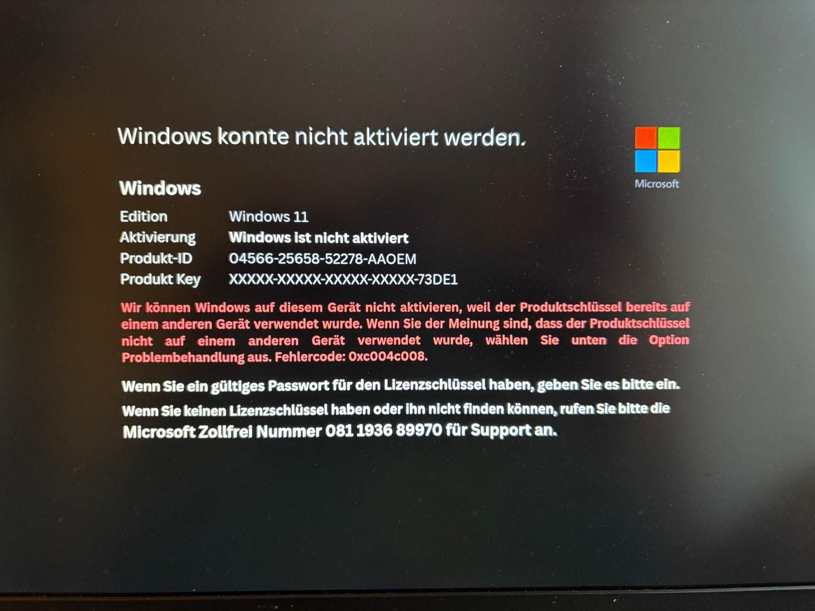 Fehlermeldung Laptop