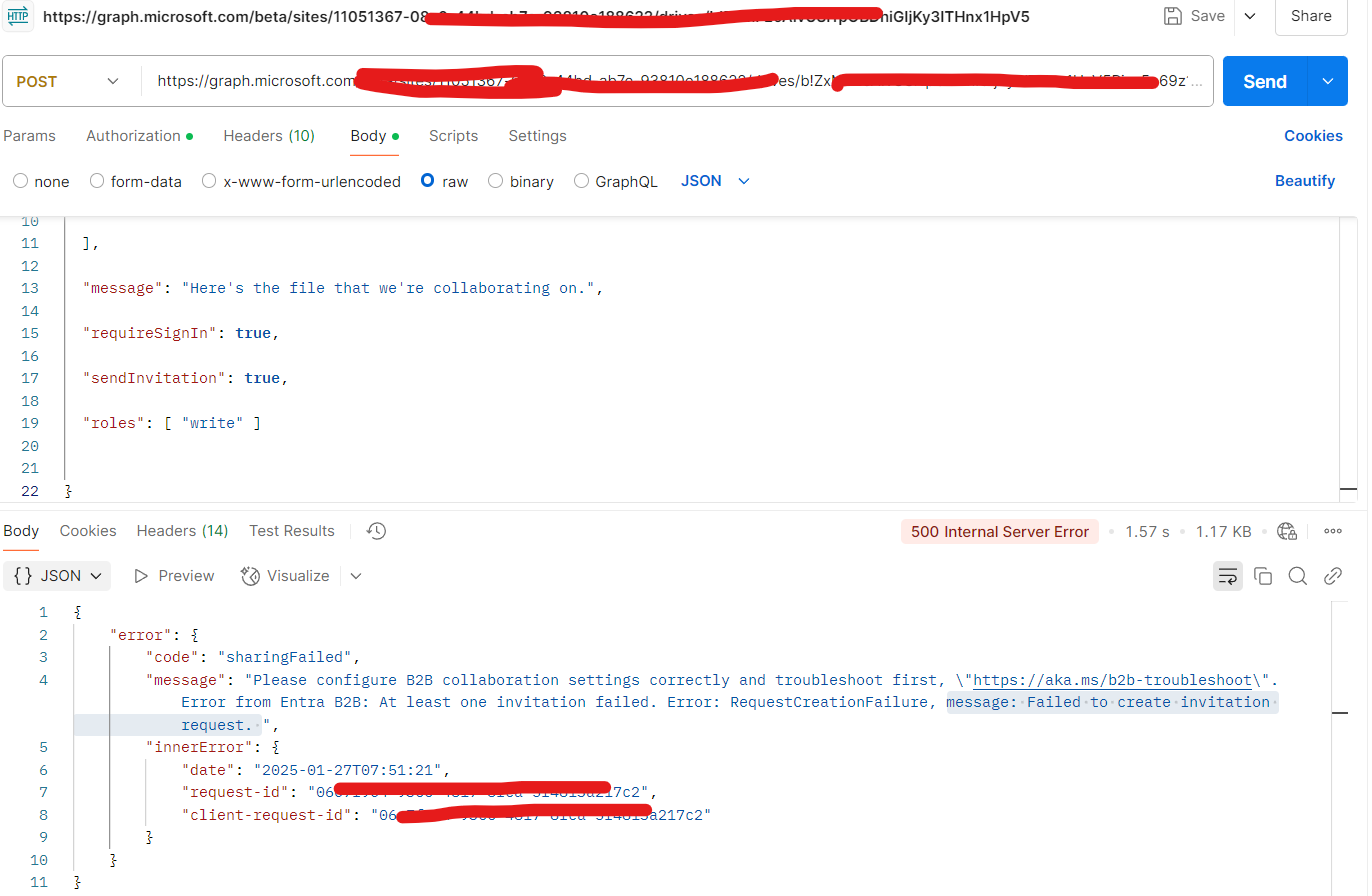 Sample request body for createLink api scope USER - Microsoft Q&A