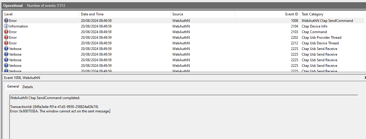 Windows Event Log Error Messge