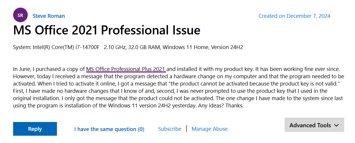 MS Office 2021 Professional Plus Issue - Microsoft Q&A