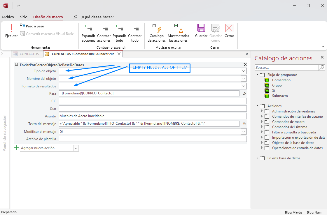Microsoft Access - Macro: EnviarPorCorreoObjetoDeBaseDeDatos ...