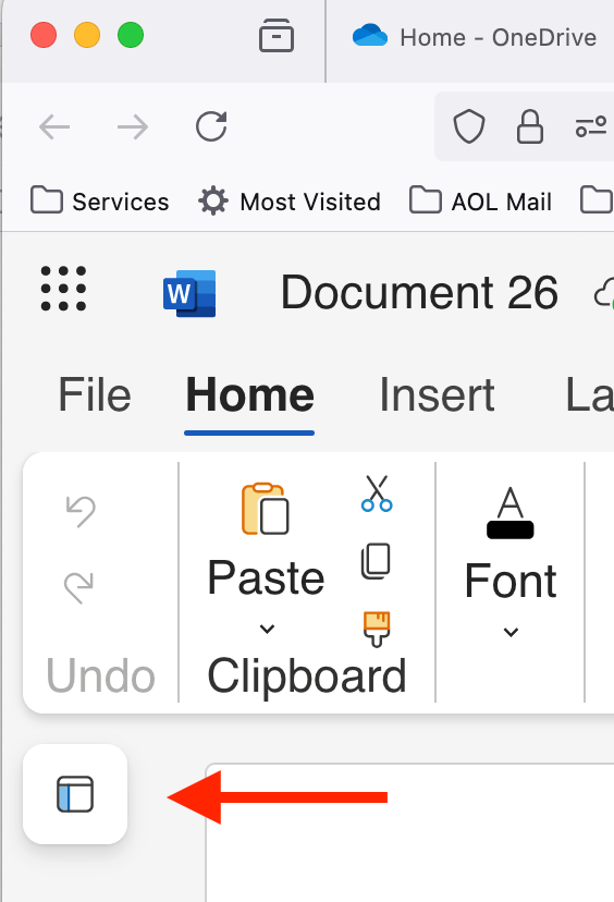 How do I get the sidebar menu to show in MAC WORD for Office 365 ...