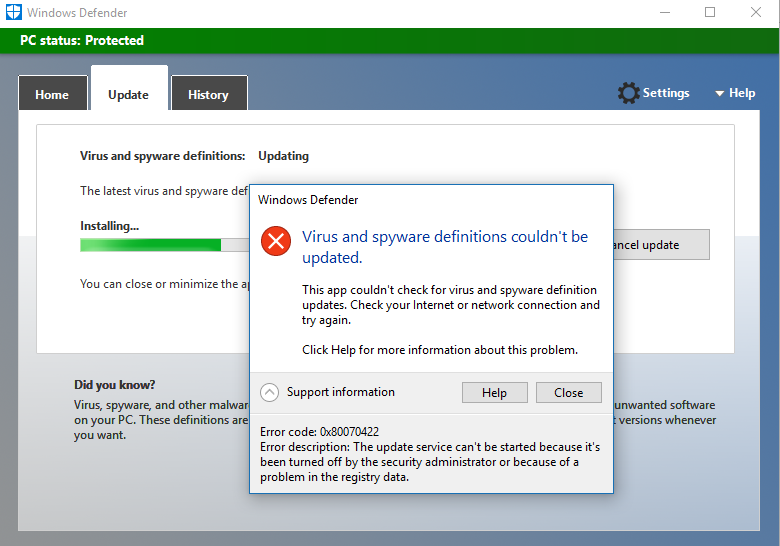 Why is Windows Defender not updating? - Microsoft Q&A