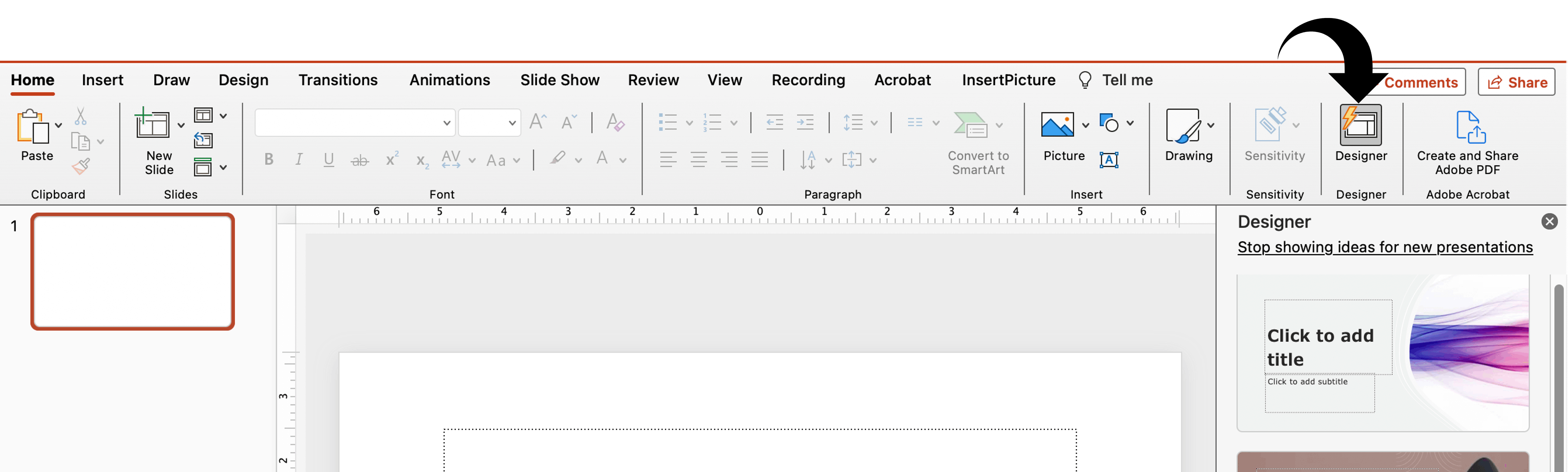 Design button is missing from PowerPoint - I use Macbook Air ...