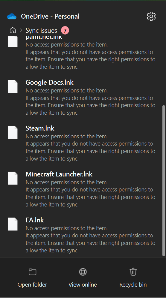 OneDrive is having issues with syncing 7 apps - Microsoft Q&A