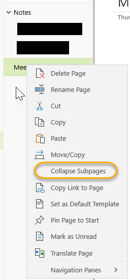 subpage in OneNote for Windows 10 - Microsoft Q&A