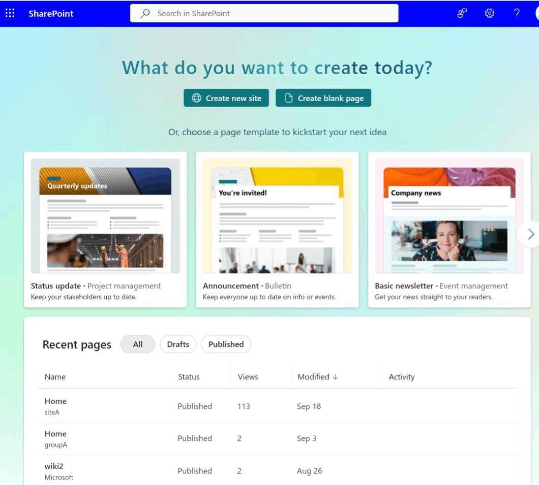 SharePoint start page - How to remove the 'preview' 'Go to pages' link ...