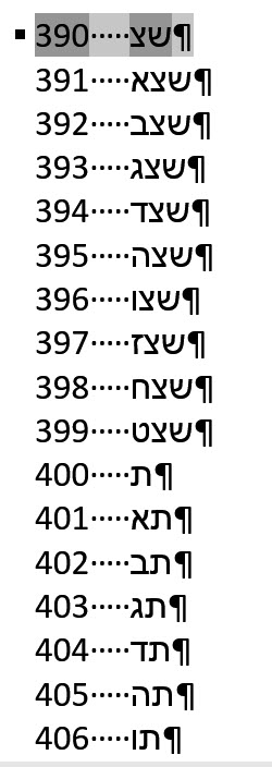 Hebrew numbering - Microsoft Q&A