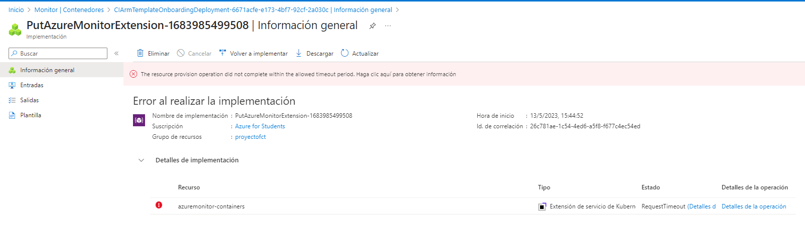 Error Al Realizar La Implementación En Container Insights Microsoft Qanda 