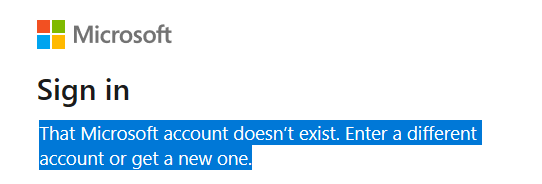 new computer microsoft account doesn't exist