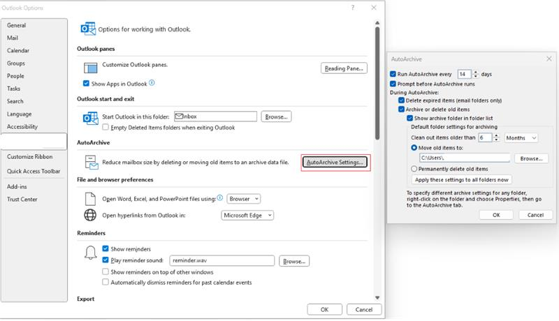 How to do the autoarchive in classic outlook - Microsoft Q&A