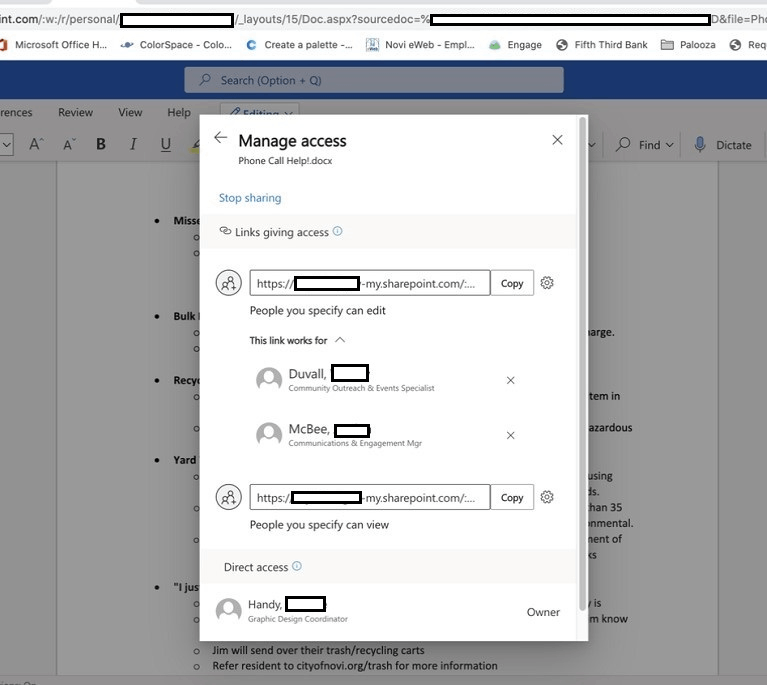 Unable to share document to correct address - Microsoft Q&A