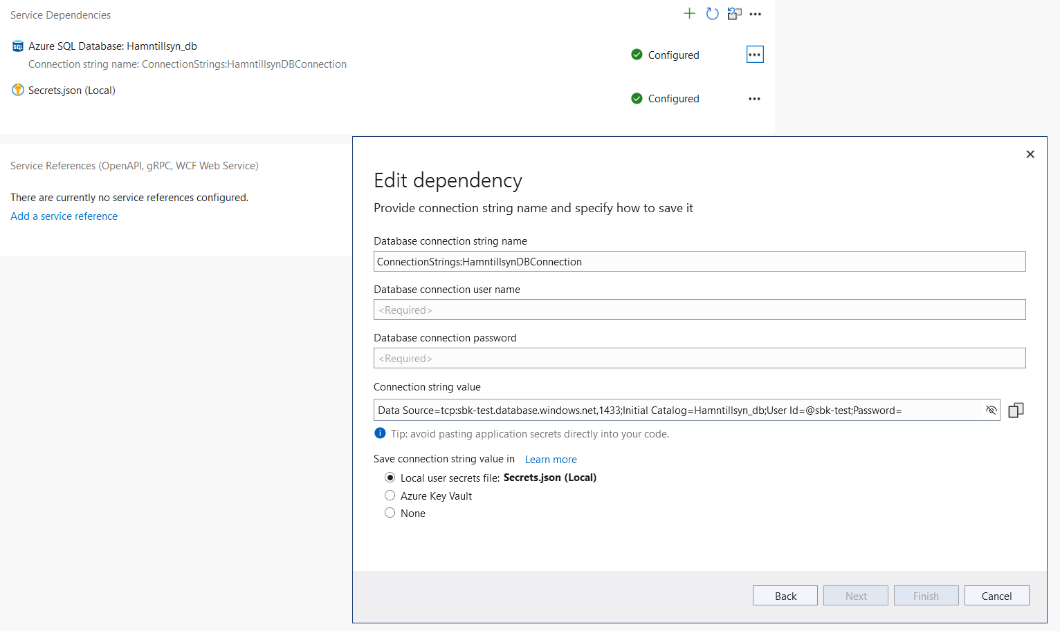 Problem with setting connectionstring when deploying from Visual Studio ...