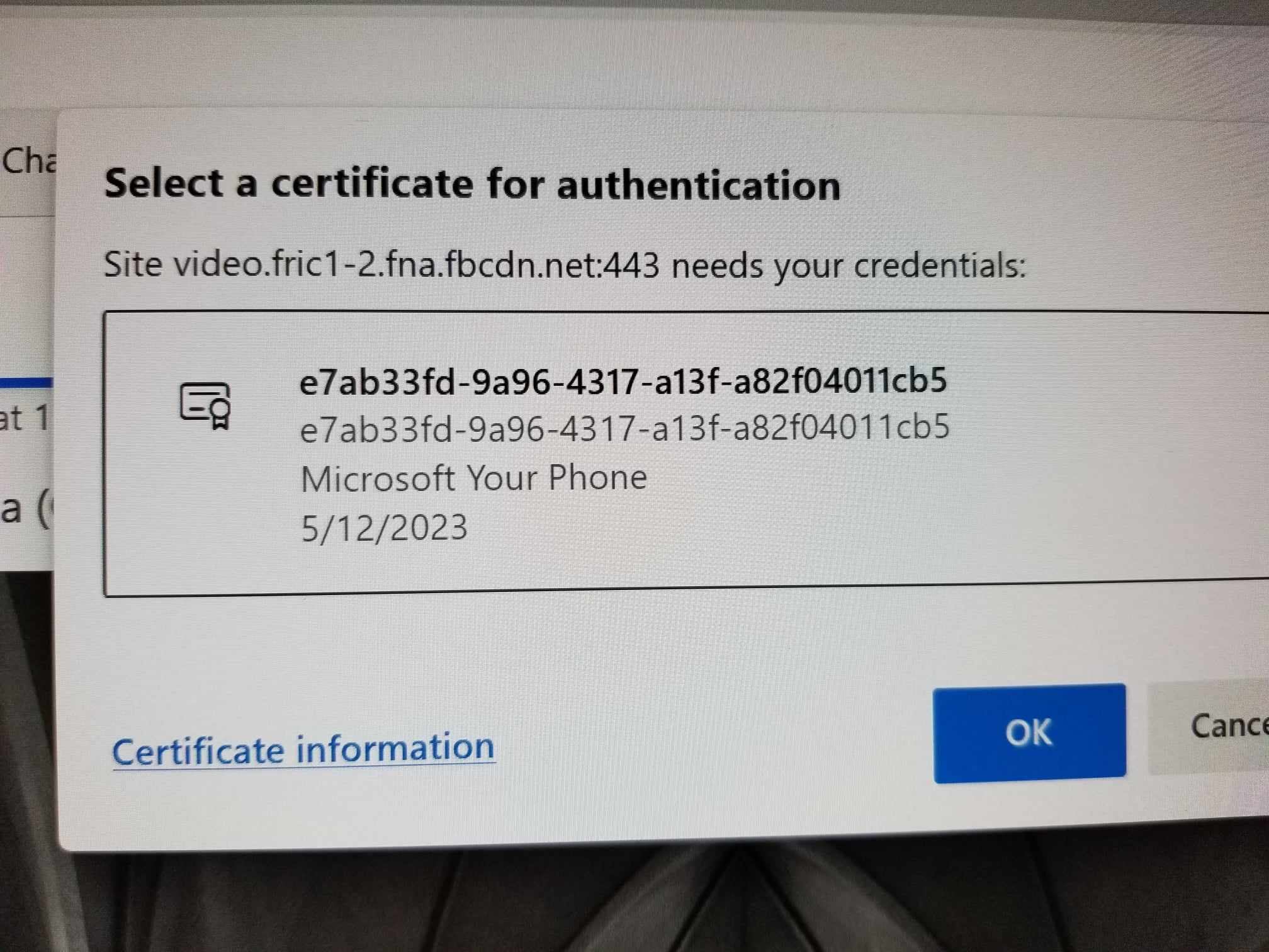 Certificate for Authentication is keeping videos from loading ...