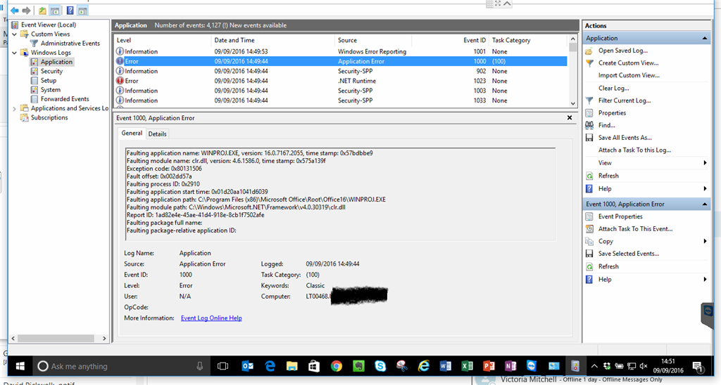 Project 2016 crashing on .NET framework 4.0.30319 - Microsoft Q&A