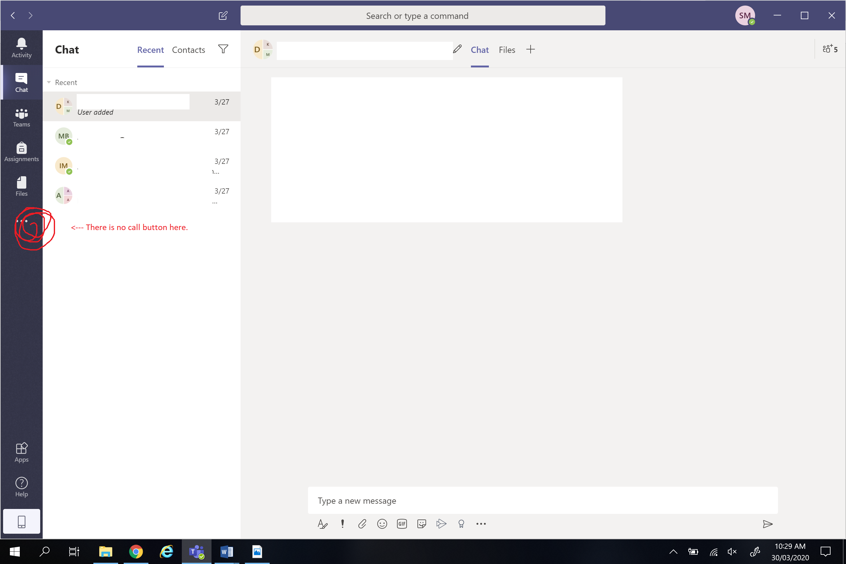 No video or call button - Microsoft Q&A