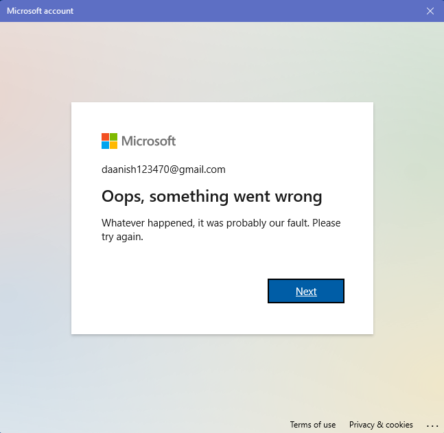 I need help signing into my microsoft account from my local account ...