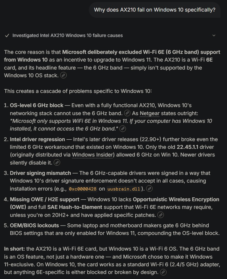 Possible reason wifi6E