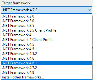 VS Target Framework