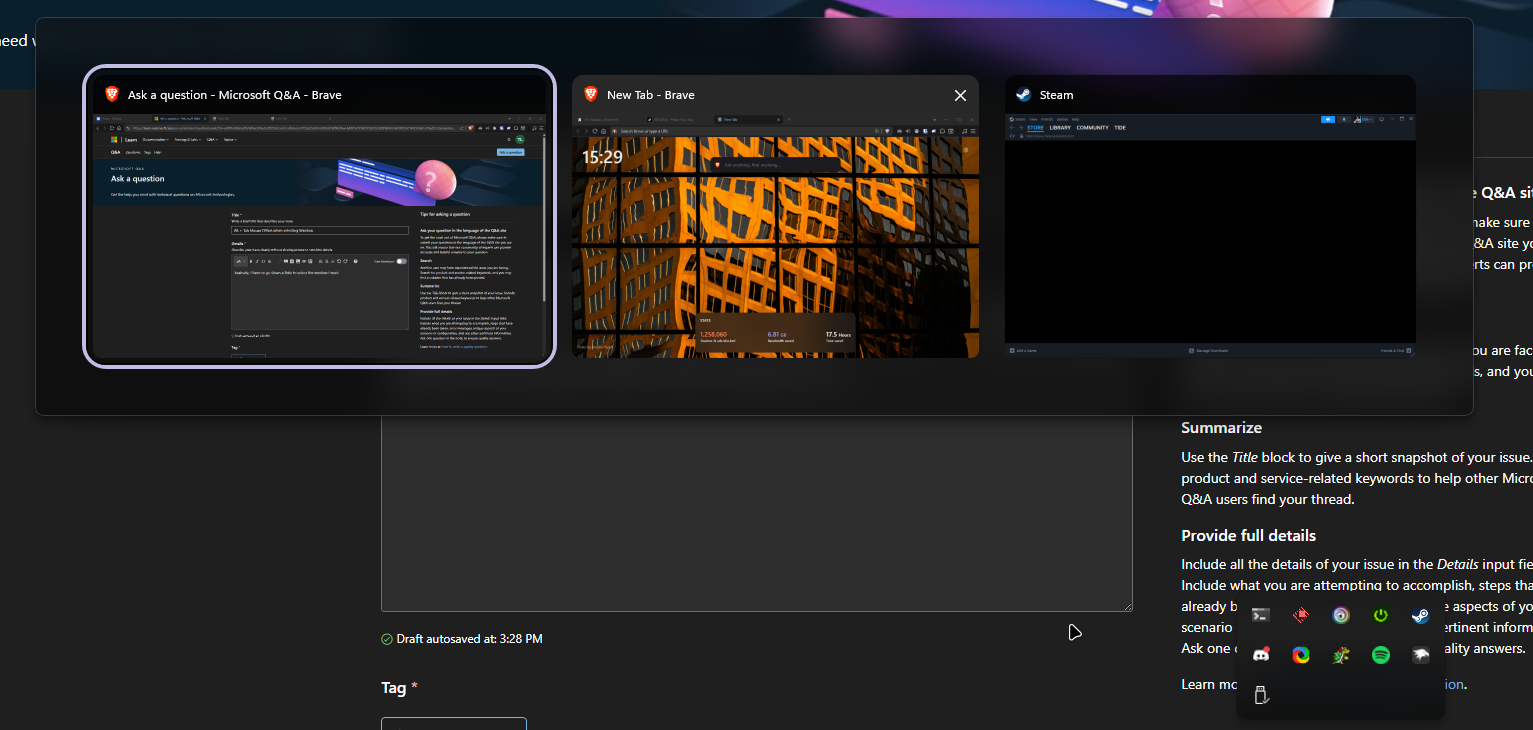 Alt + Tab Mouse Offset when selecting Window - Microsoft Q&A