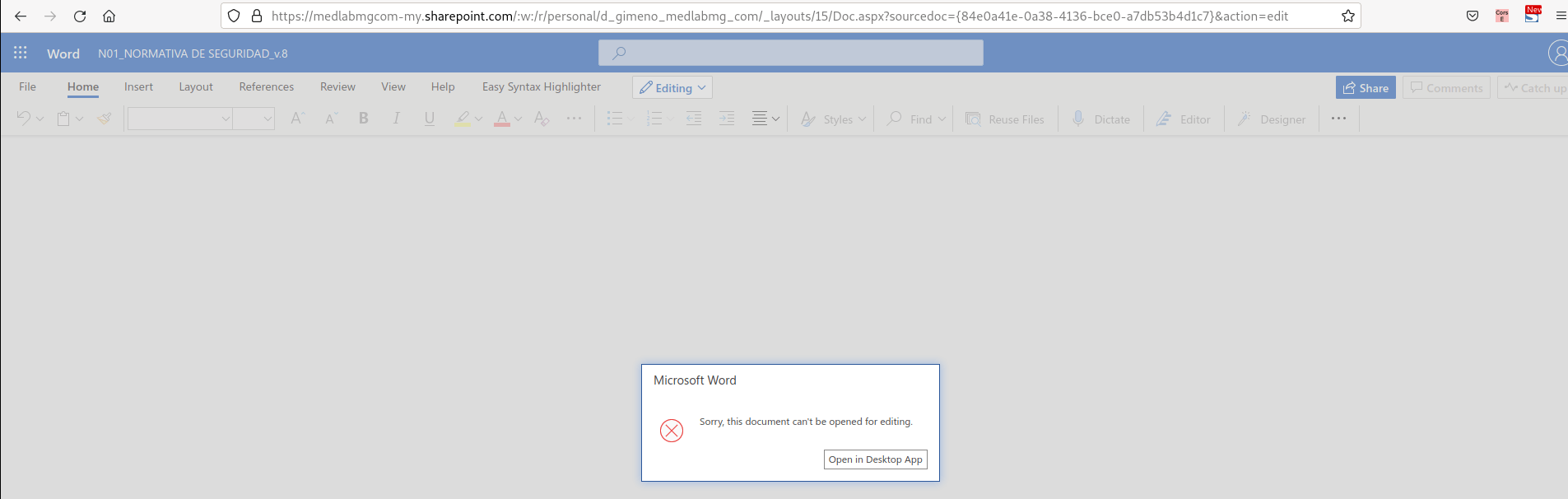 Cant open my word files on office 365 online - Microsoft Q&A
