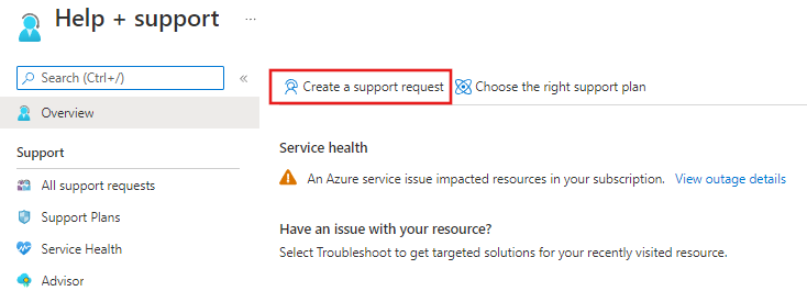 Create a new support request