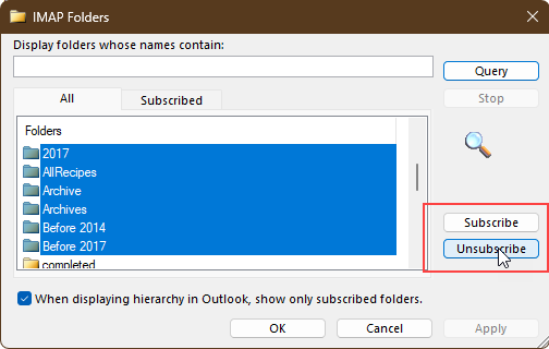 Outlook not loading all folders from IMAP server - Microsoft Q&A