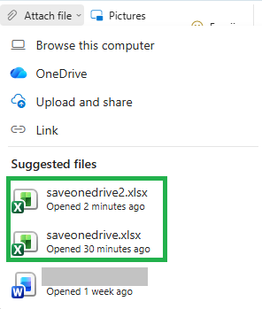 Attach recent files rather than 