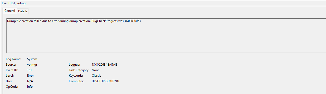 Frequent Unexpected Shutdown – Kernel-Power 41, volmgr 161/162