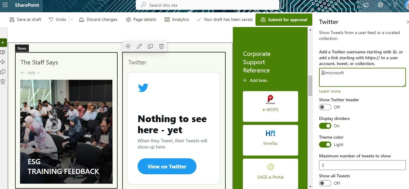 Twitter Web Part - Not working in sharepoint intranet site - Microsoft Q&A