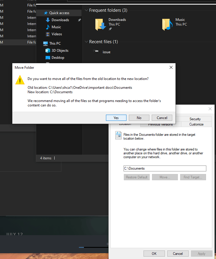I uninstalled OneDrive. Now, an error message 