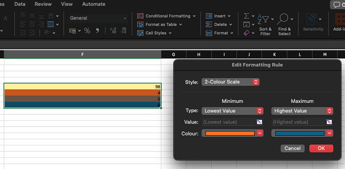 Color Gradient Fills in Excel for Mac? - Microsoft Q&A