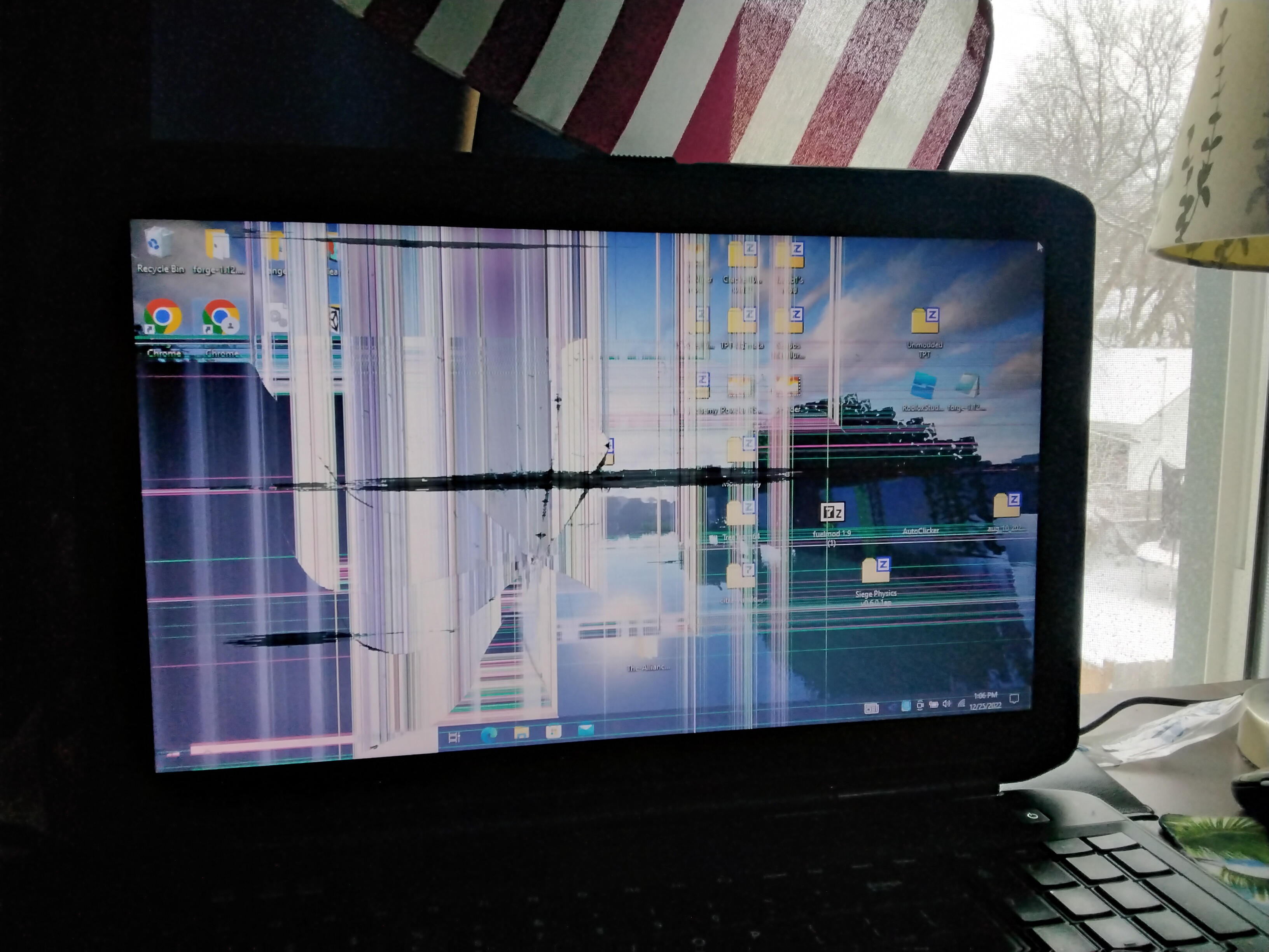 I punched my computer really hard and now its not showing the proper ...