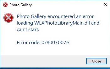 Photo Gallery encountered an error loading WLXPhotoLibraryMain.dll and ...
