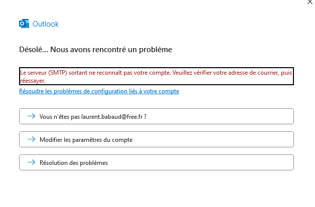 Fin paramétrage compte free