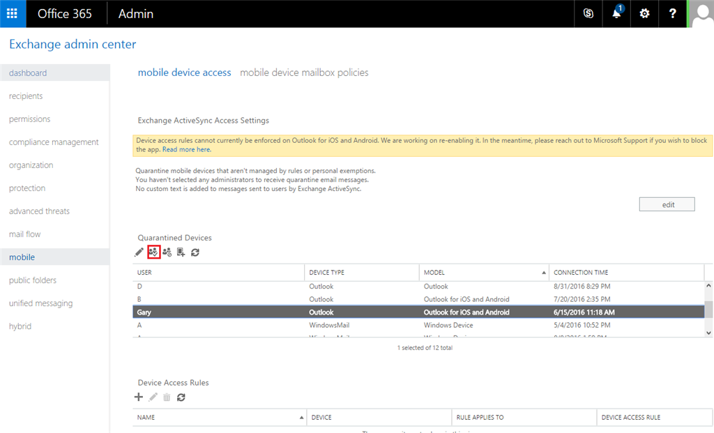 Mobile Device Settings - Quarantine - Microsoft Q&A