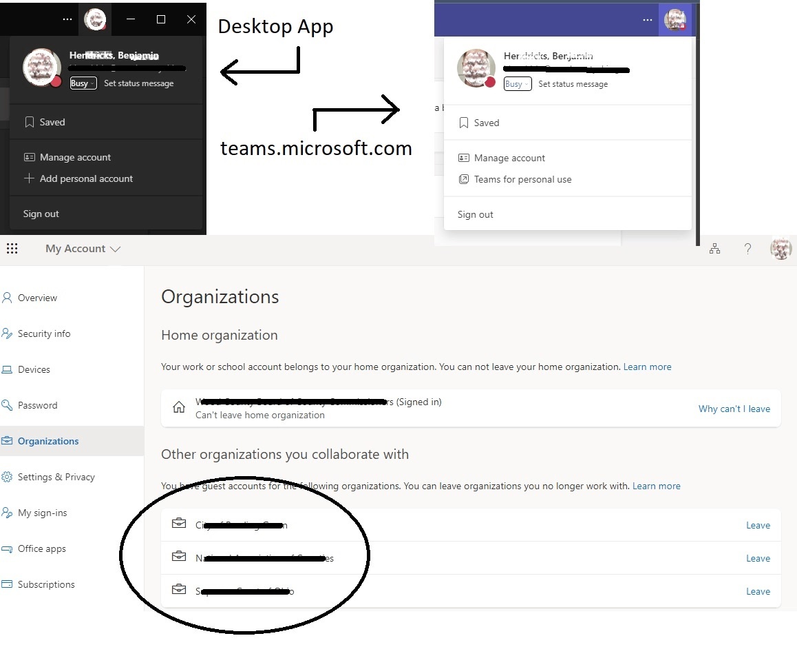 Teams version 1.5.00.4689 lost the ability to switch organizations ...