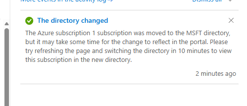 Migrating MSA attached free monthly $150 Azure subscription to Dev Env ...