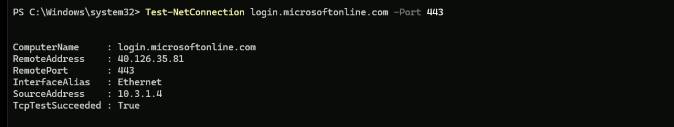 TCP connection test